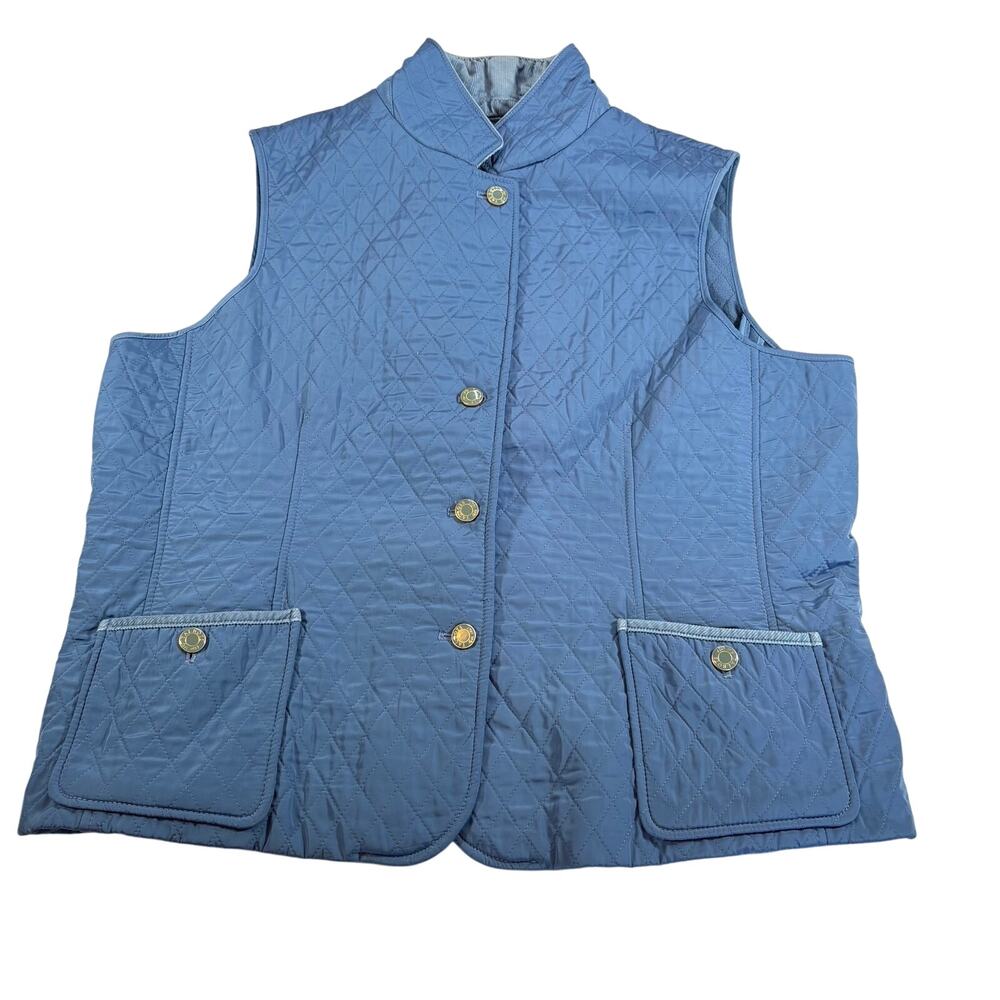 Talbots womens blue quilted vest. Size XL. outdoors, fall, corduroy lining